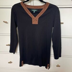 Ralph Lauren Black and Faux suede shirt